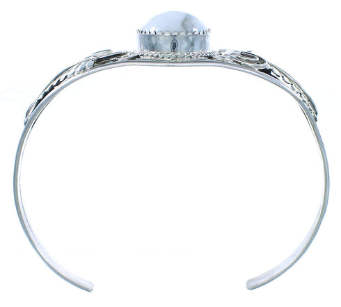 Howlite Sterling Silver Native American Leaf Cuff Bracelet RX102744